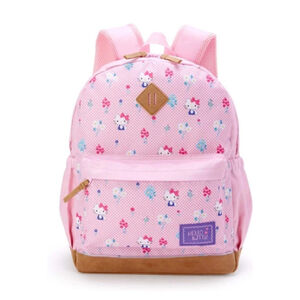 SANRIO Hello Kitty Kids Backpack Pink Flower & Gingham Pattern NEW From Japan